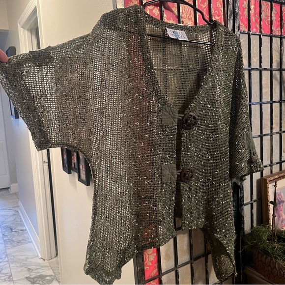 Isabel Taveres Net Hunter Green Cárdigan OS Fits Most Excellent Like New - Picture 3 of 14